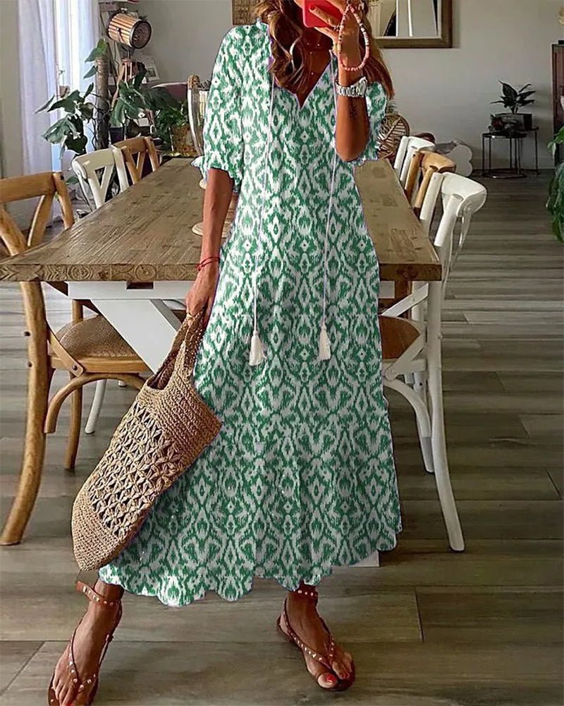 MARIOLA | Boho midi z wiązanym dekoltem
