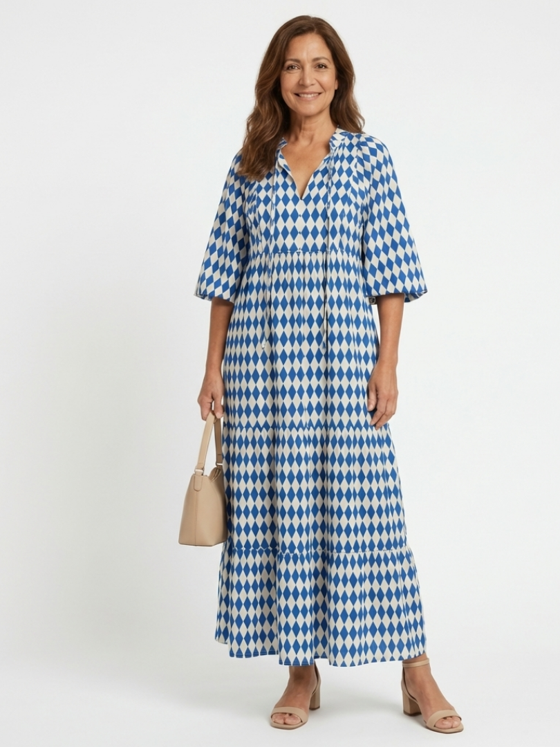 Elodie | Midi Dress with Diamond Pattern