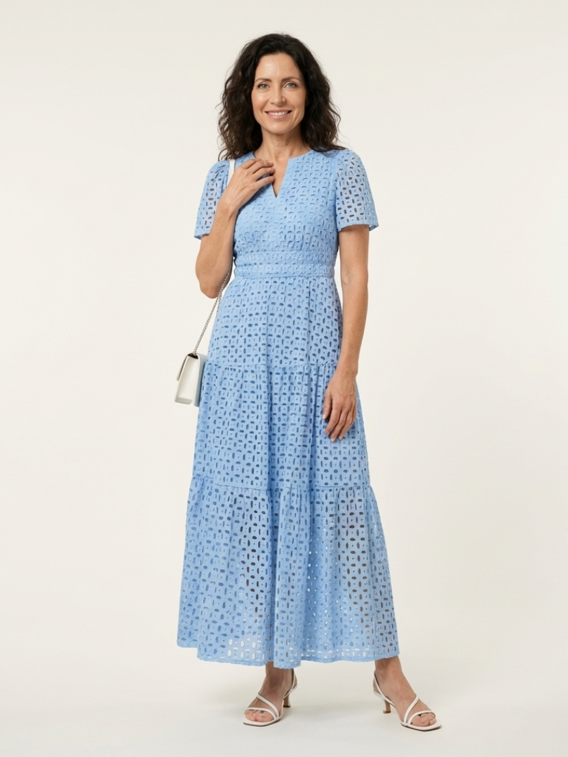 Brielle | Midi Dress with V-Neck and Short Sleeves