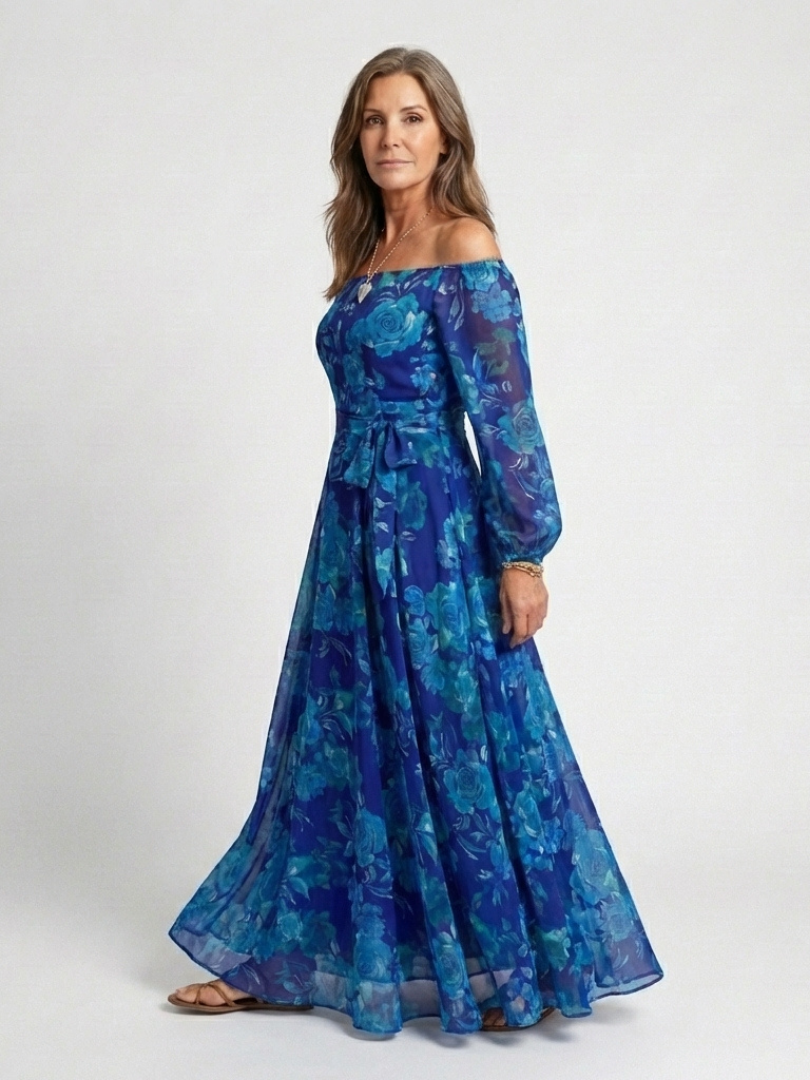 Aspen | Maxi Dress with Off-Shoulder Design and Floral Pattern
