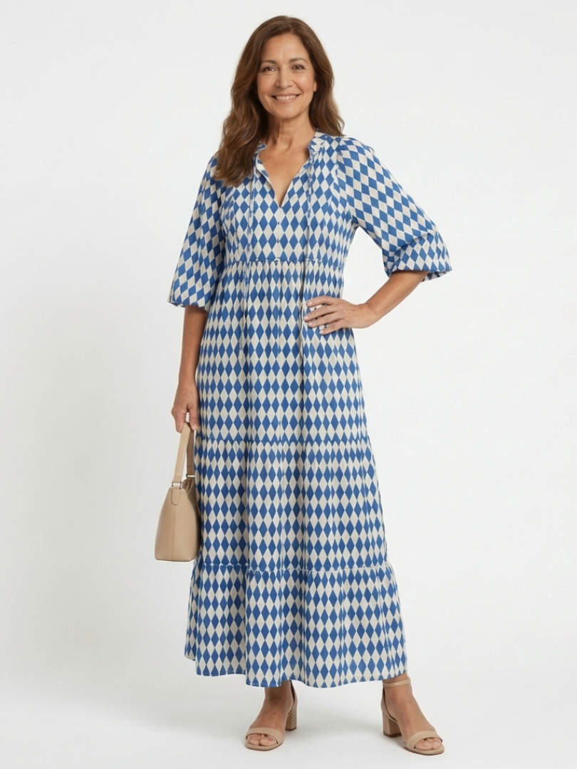 Elodie | Midi Dress with Diamond Pattern