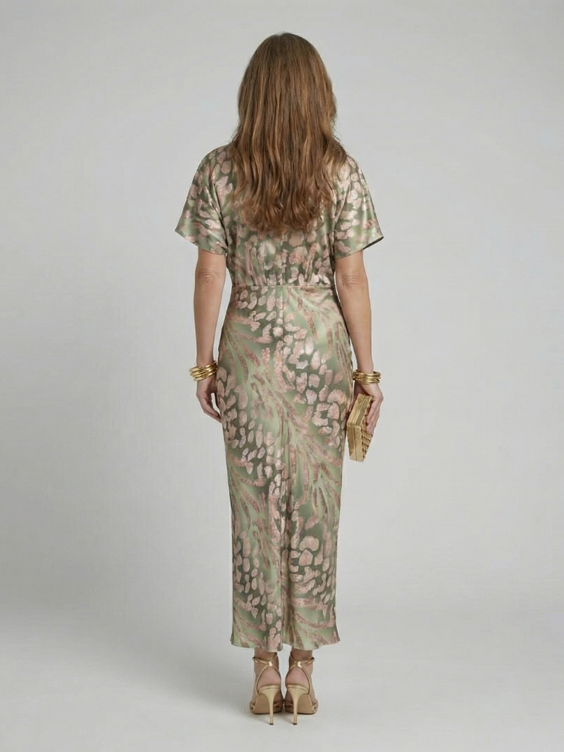 Coralie | Midi Dress with Abstract Pattern and V-Neck