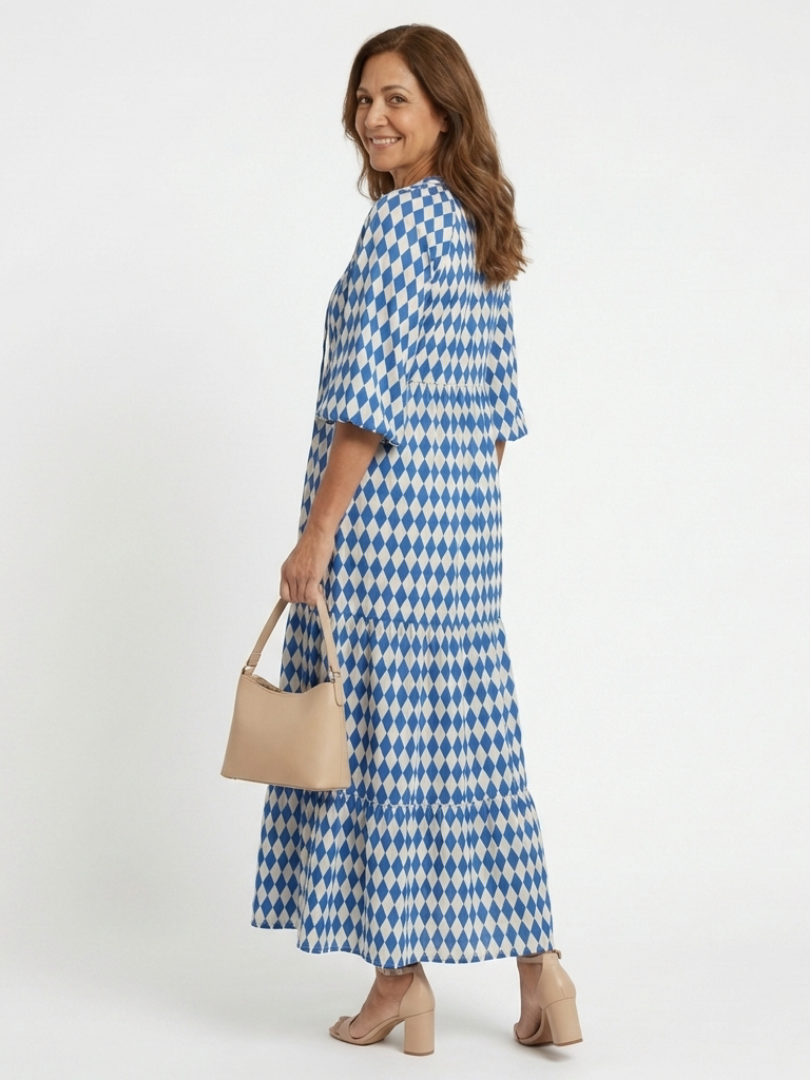 Elodie | Midi Dress with Diamond Pattern