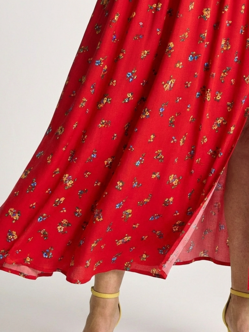 Delphine | Midi Dress with Square Neckline and Puff Sleeves