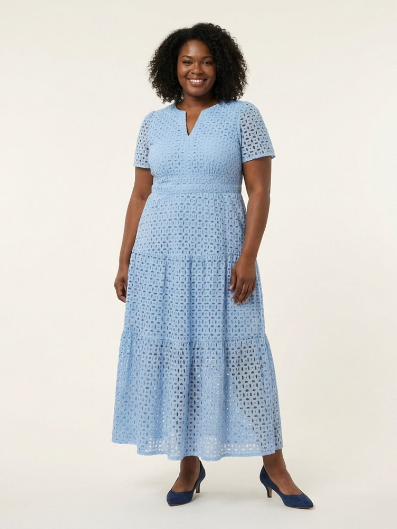 Brielle | Midi Dress with V-Neck and Short Sleeves