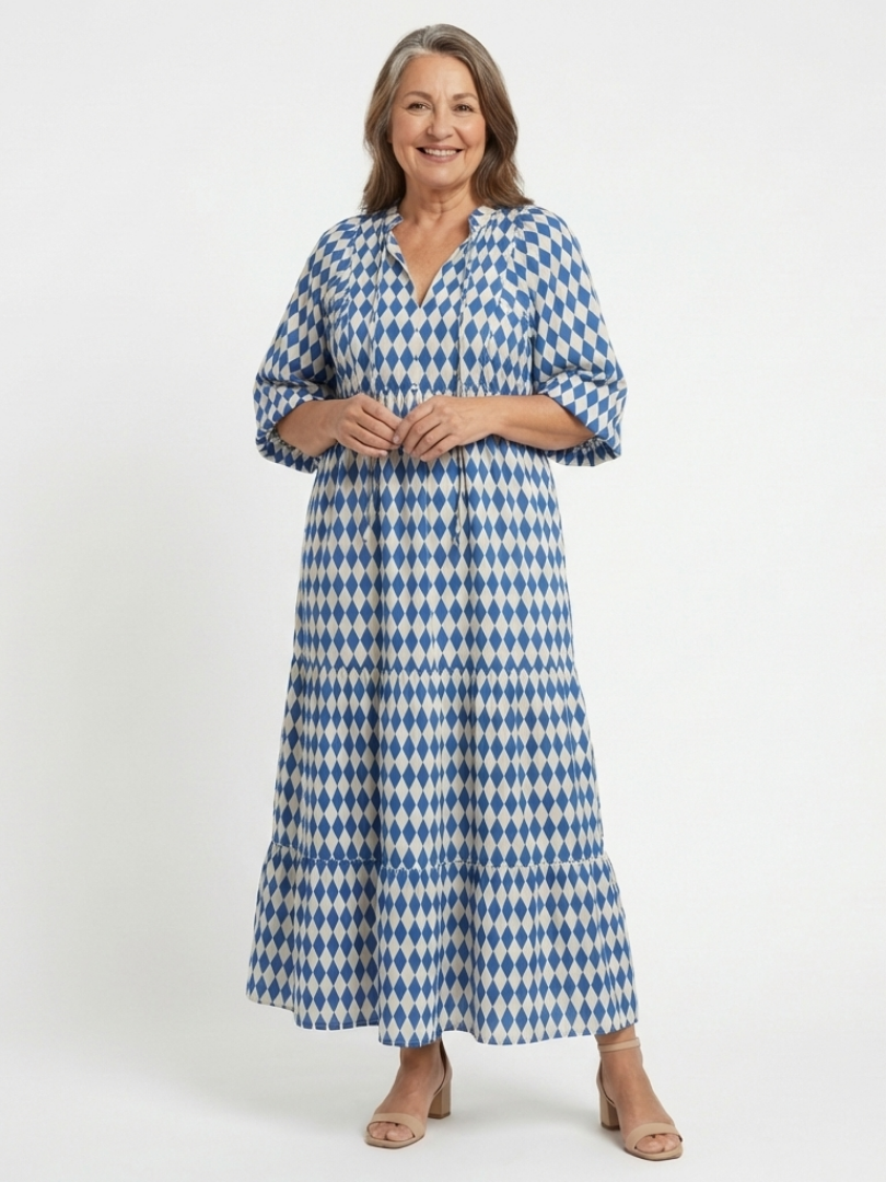 Elodie | Midi Dress with Diamond Pattern