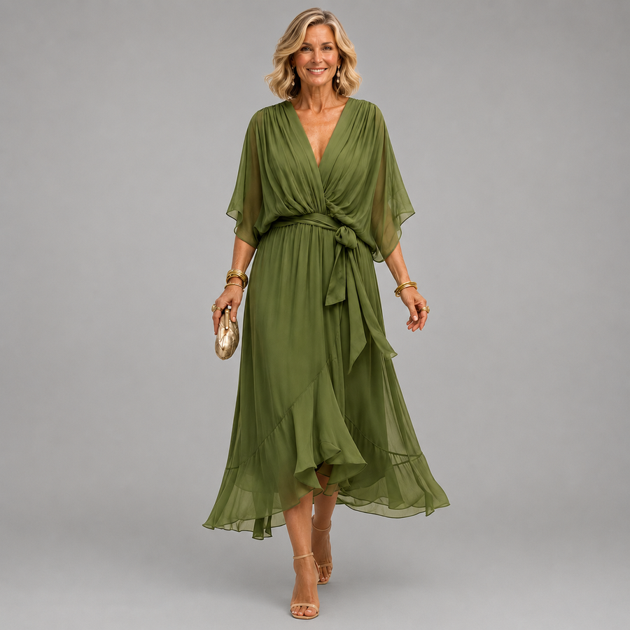 ELŻBIETA | Sukienka z kopertowym dekoltem