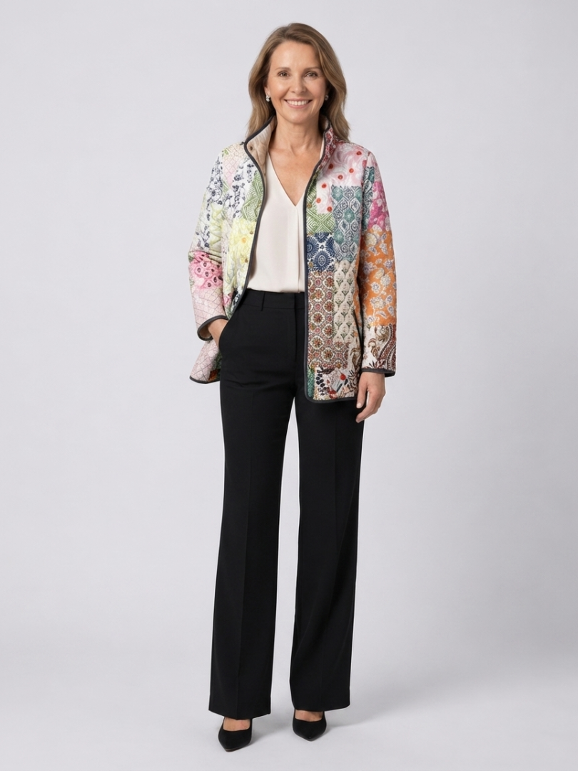 Danuta | Pikowana Kurtka Patchwork w Stylu Boho