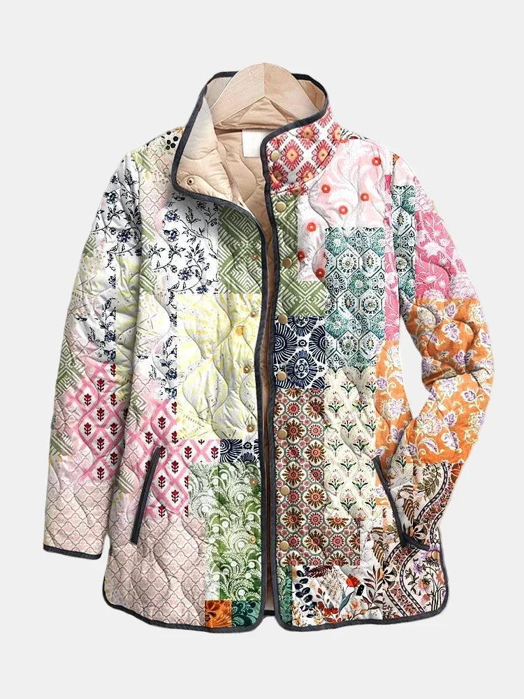 Danuta | Pikowana Kurtka Patchwork w Stylu Boho