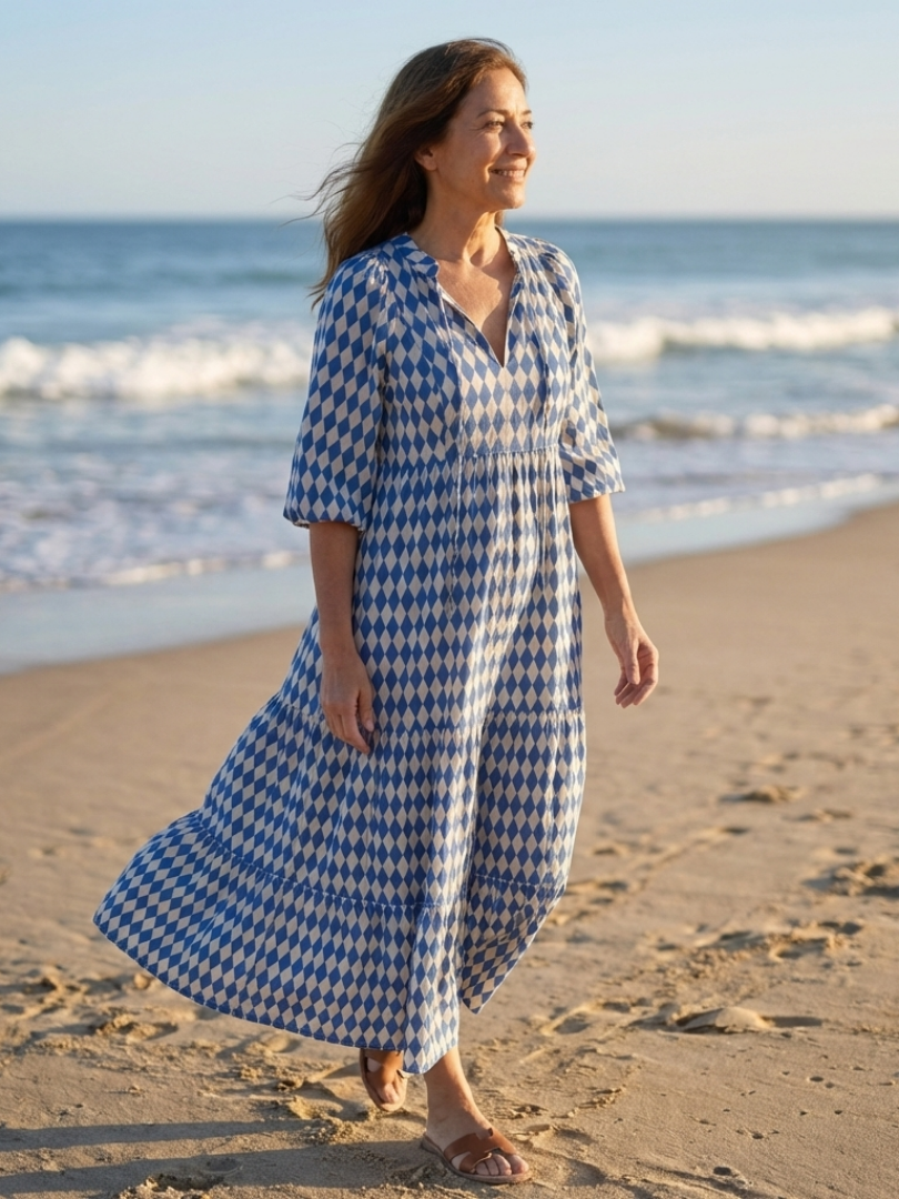 Elodie | Midi Dress with Diamond Pattern