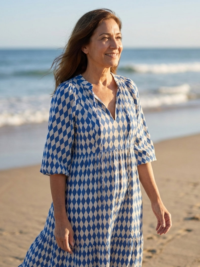 Elodie | Midi Dress with Diamond Pattern