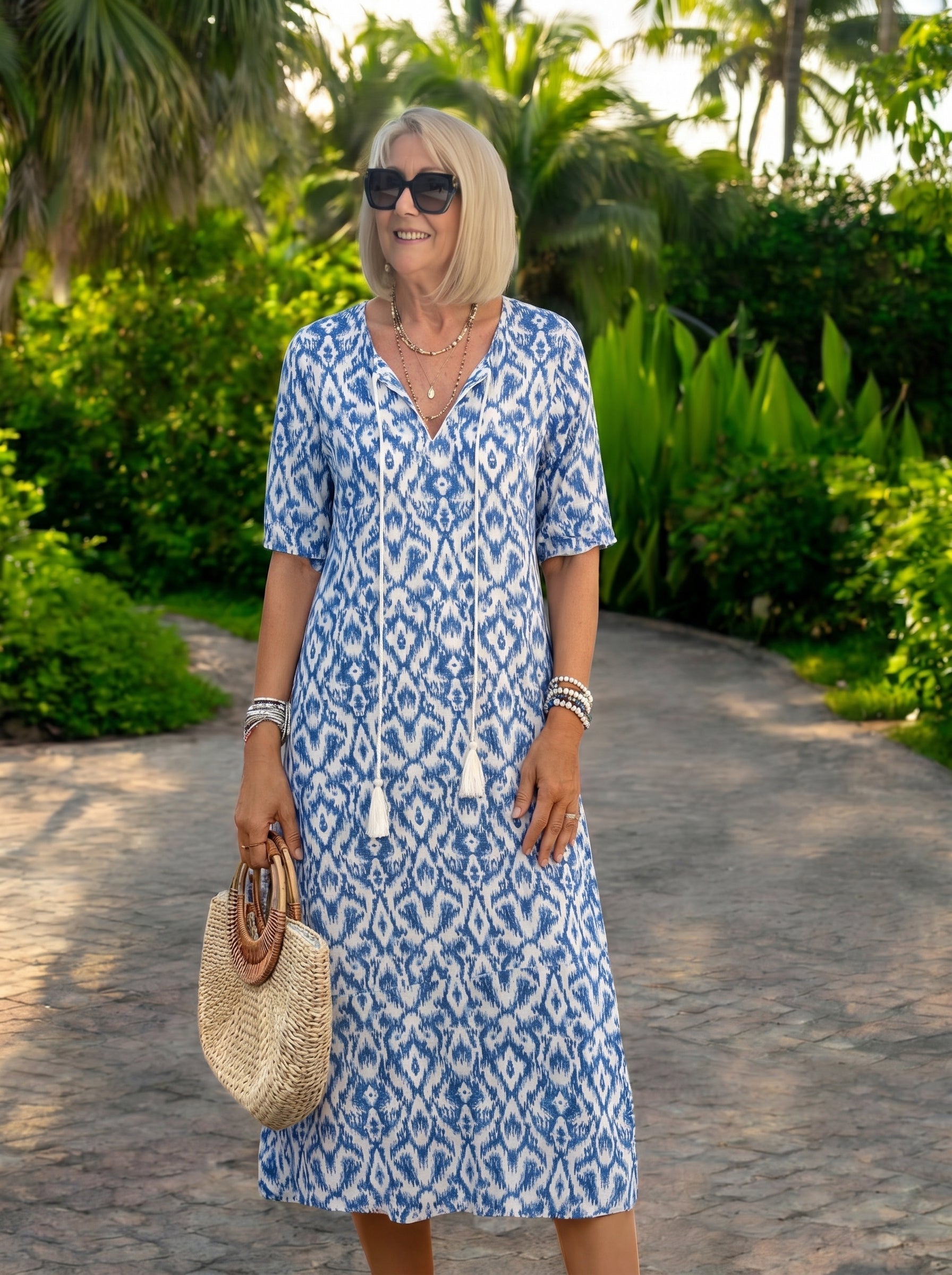 MARIOLA | Boho midi z wiązanym dekoltem