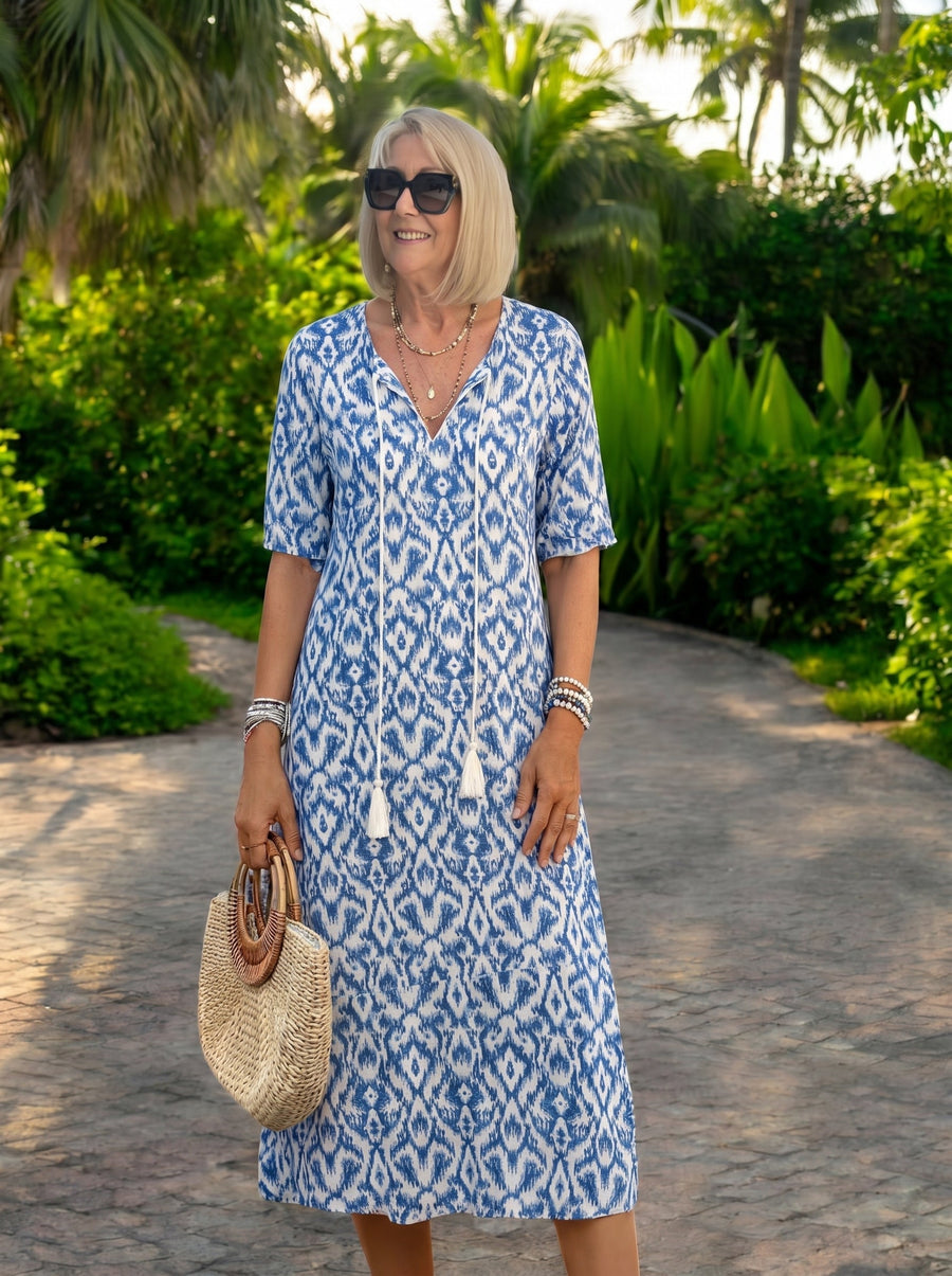 MARIOLA | Boho midi z wiązanym dekoltem