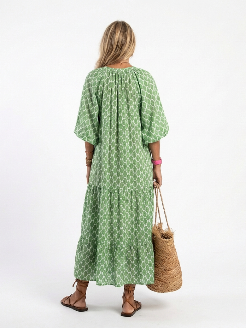 Apolline | Midi Dress with V-Neck and 3/4 Sleeves