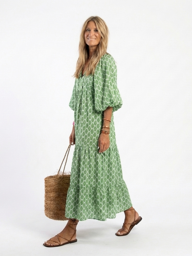 Apolline | Midi Dress with V-Neck and 3/4 Sleeves