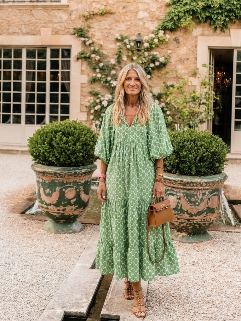 Apolline | Midi Dress with V-Neck and 3/4 Sleeves