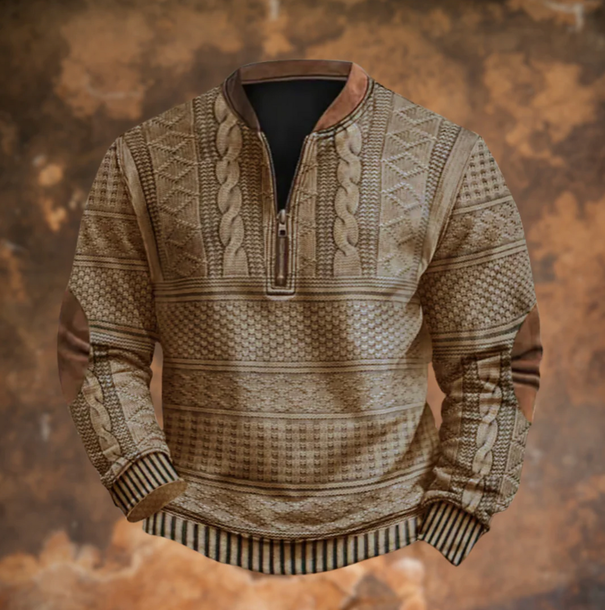 Łukasz™ Retro Sweter z Zamkiem