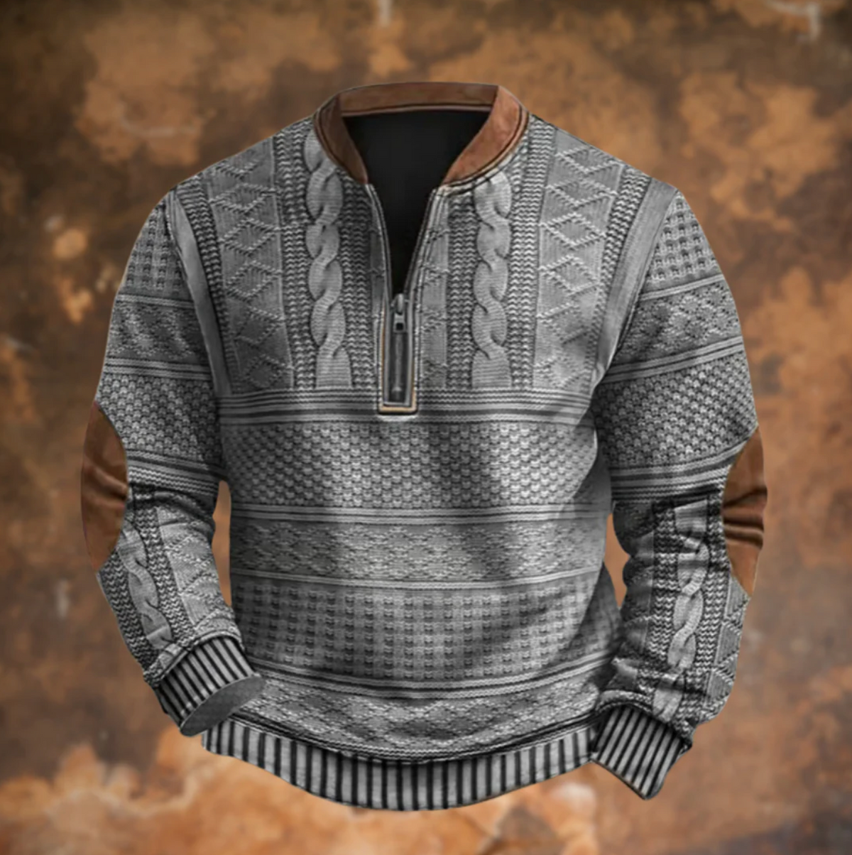 Łukasz™ Retro Sweter z Zamkiem