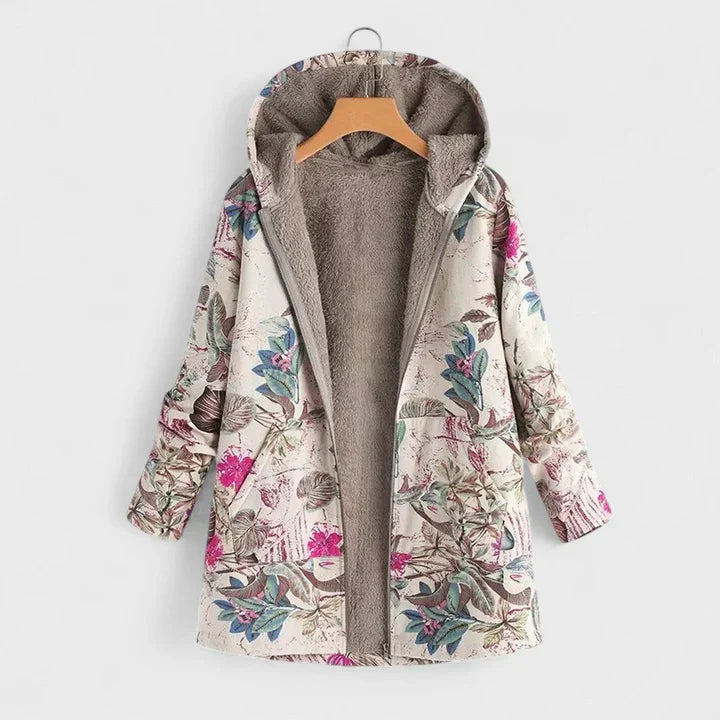 Renata | Vintage Kwiatowa Parka z Kapturem