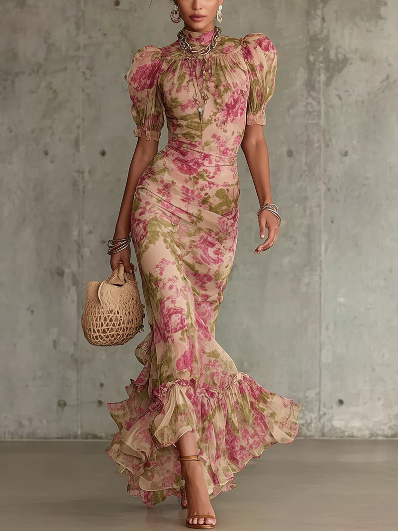 RENATA | Sukienka maxi w róże