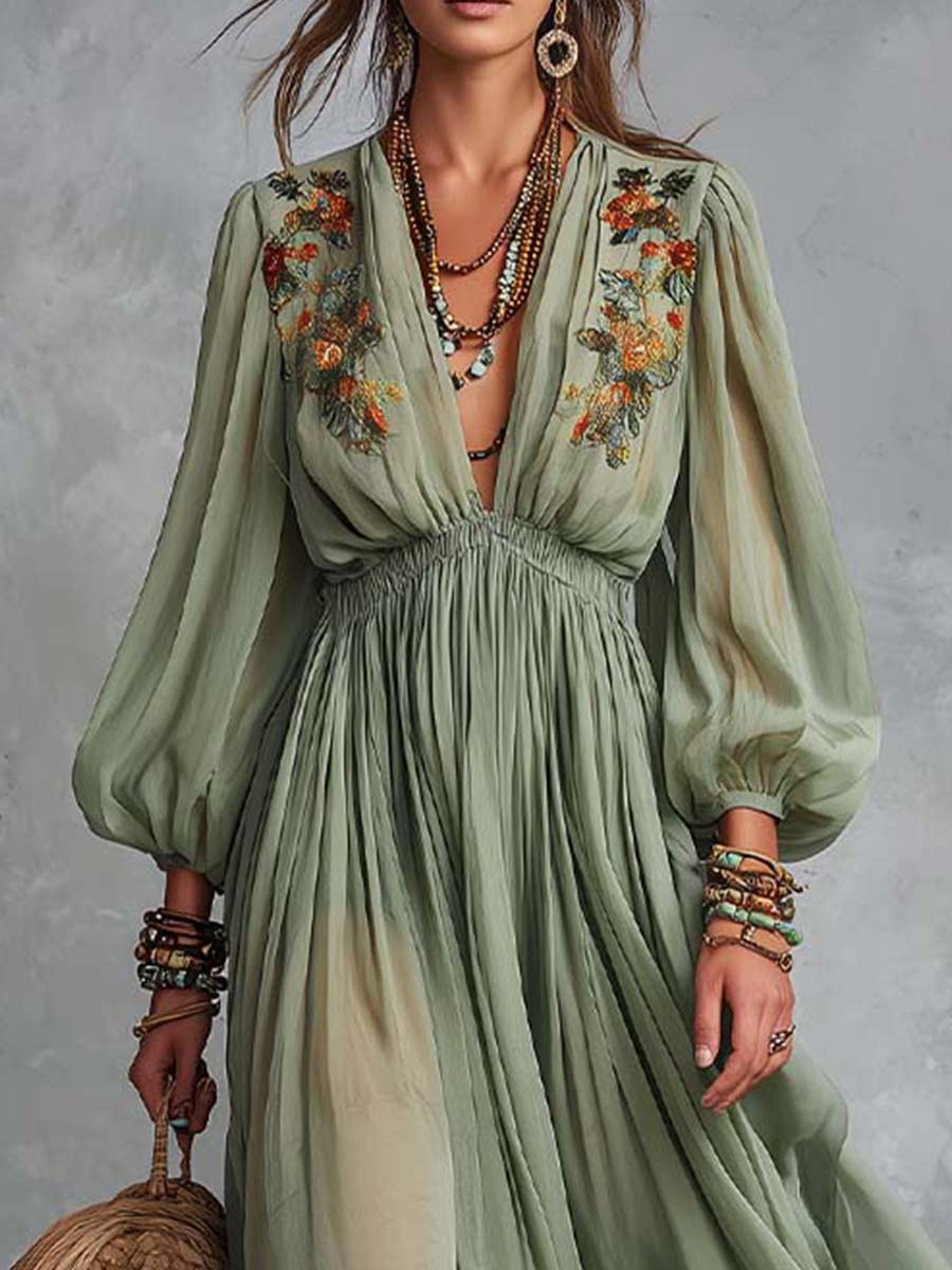 DOROTA | Sukienka maxi w kwiaty