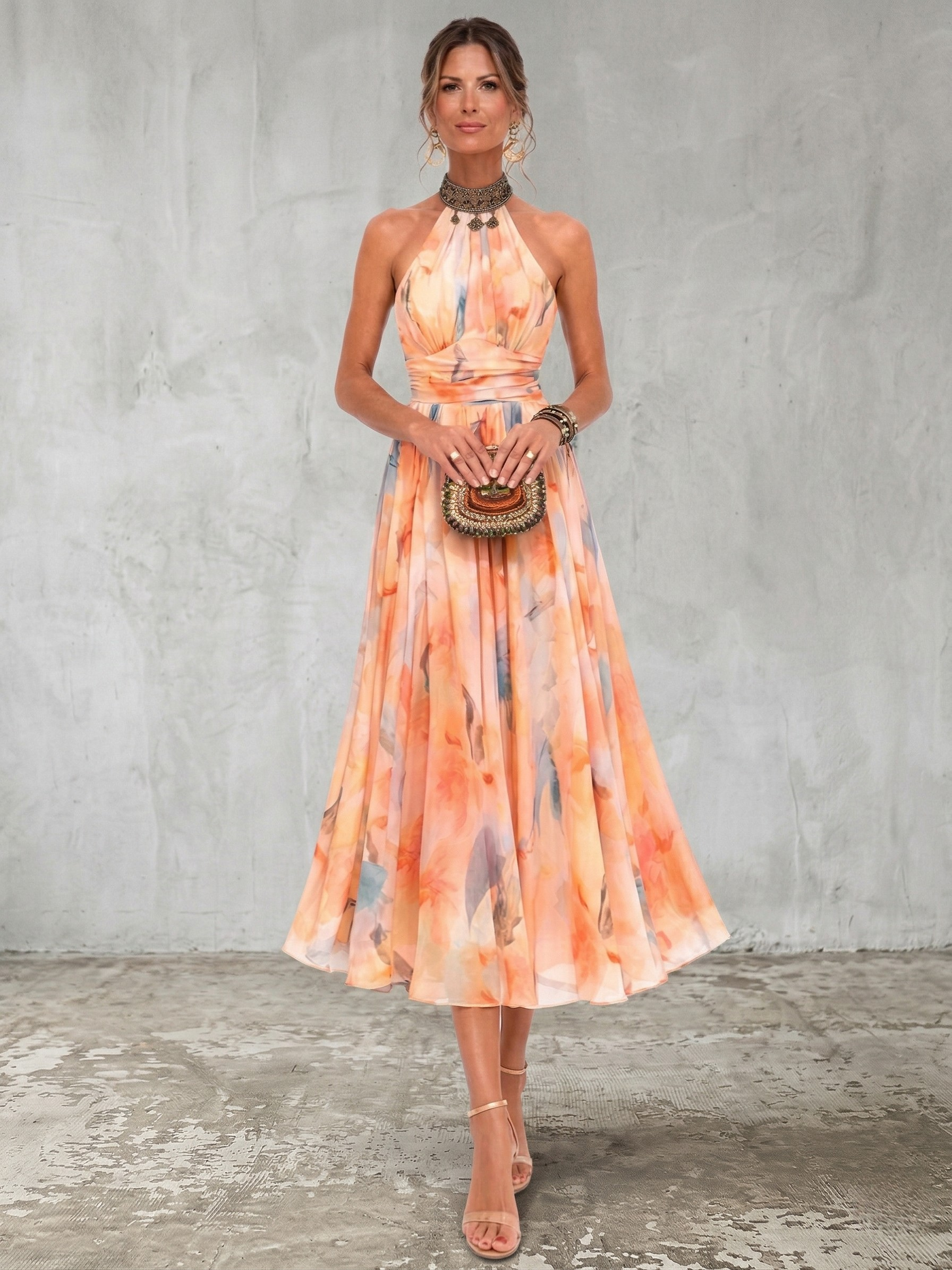 JOANNA | Sukienka maxi z dekoltem halter