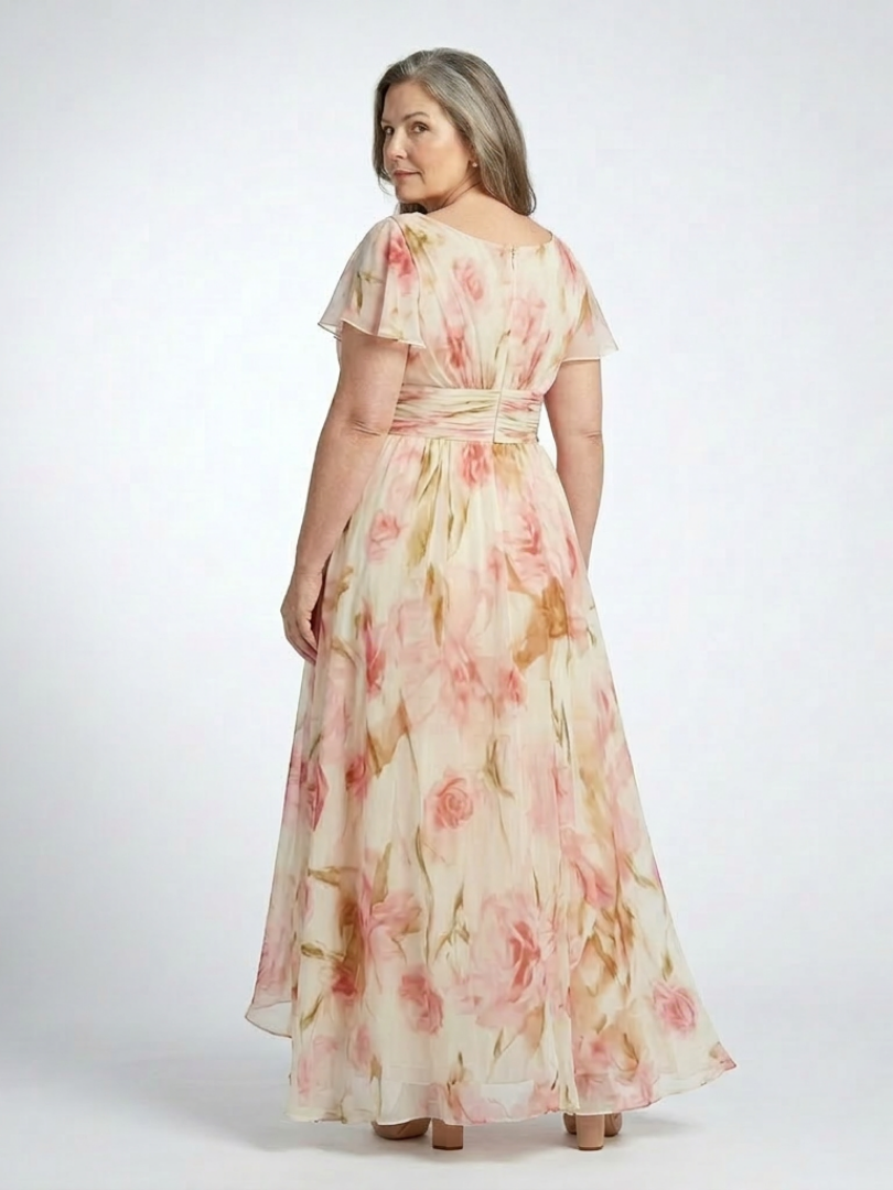 Urszula™ | Sukienka Maxi w Kwiaty z Dekoltem w Serek