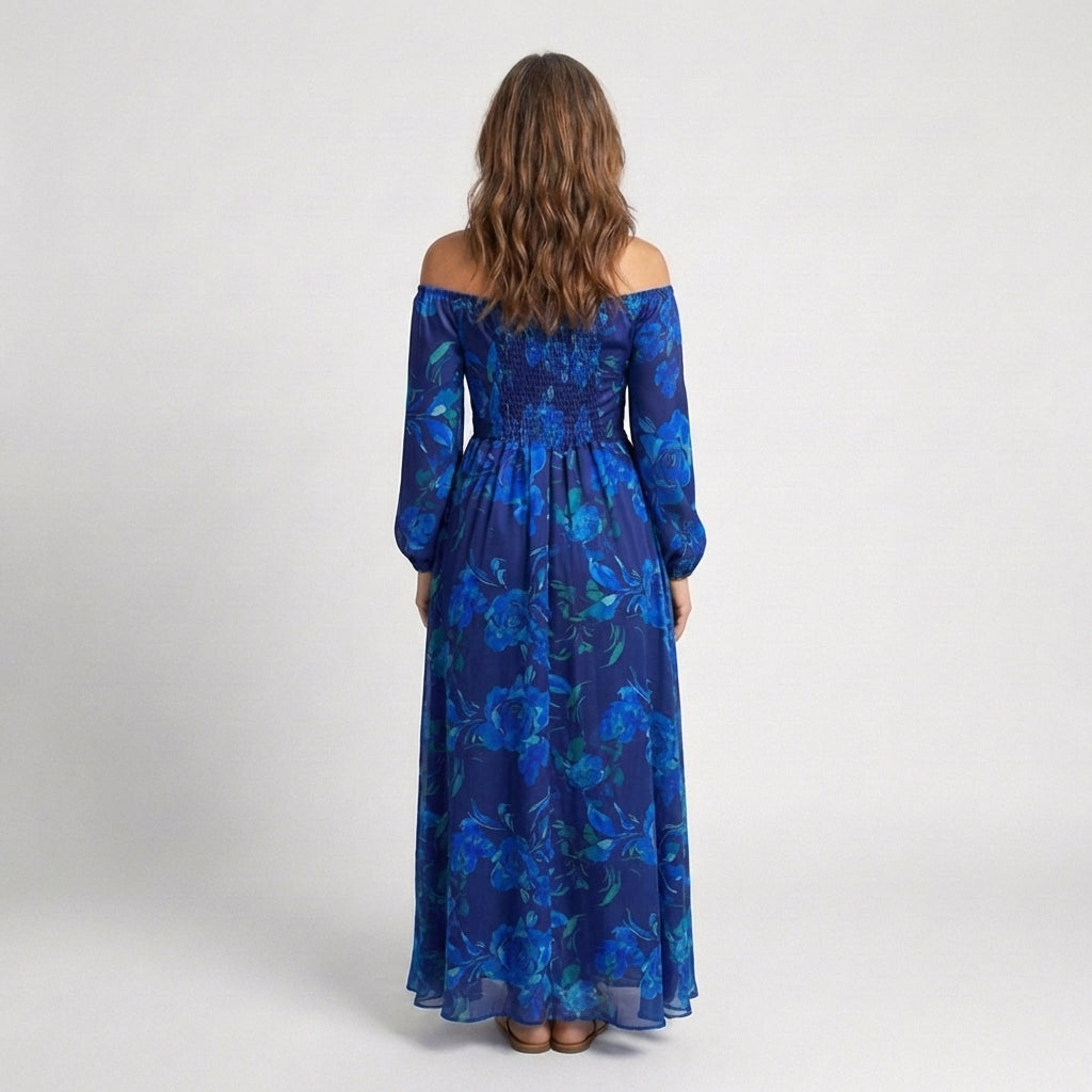 Aspen | Maxi Dress with Off-Shoulder Design and Floral Pattern