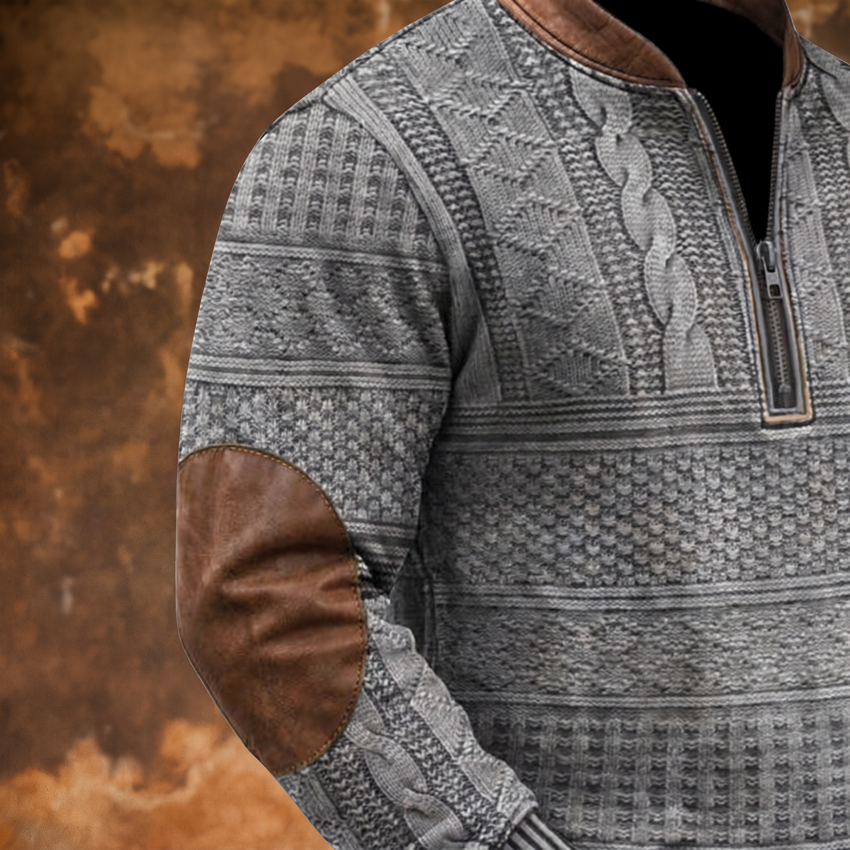 Łukasz™ Retro Sweter z Zamkiem