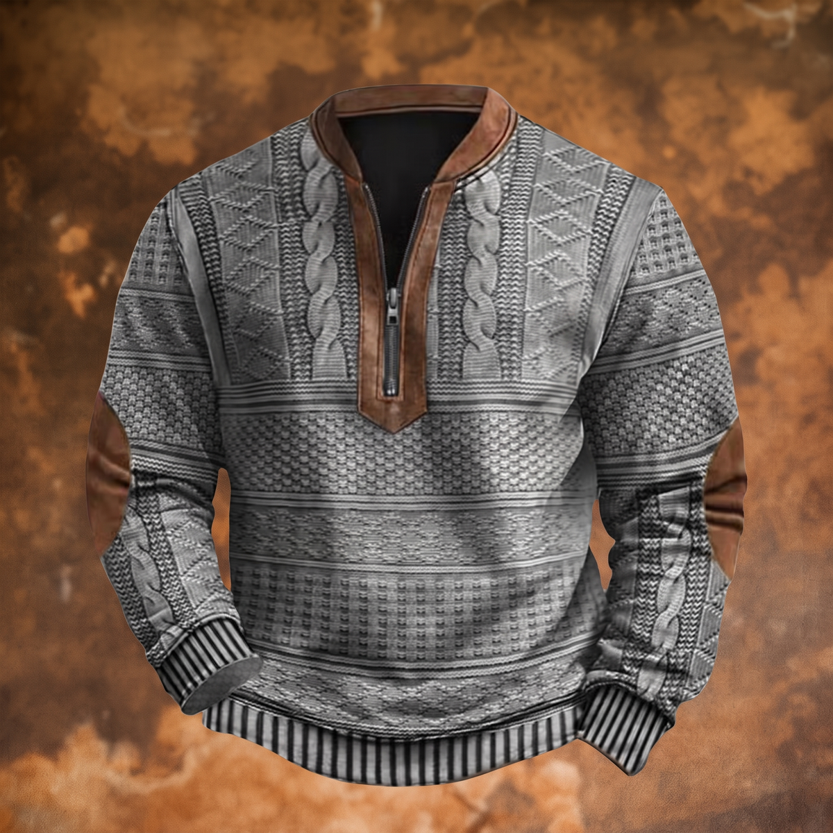 Łukasz™ Retro Sweter z Zamkiem