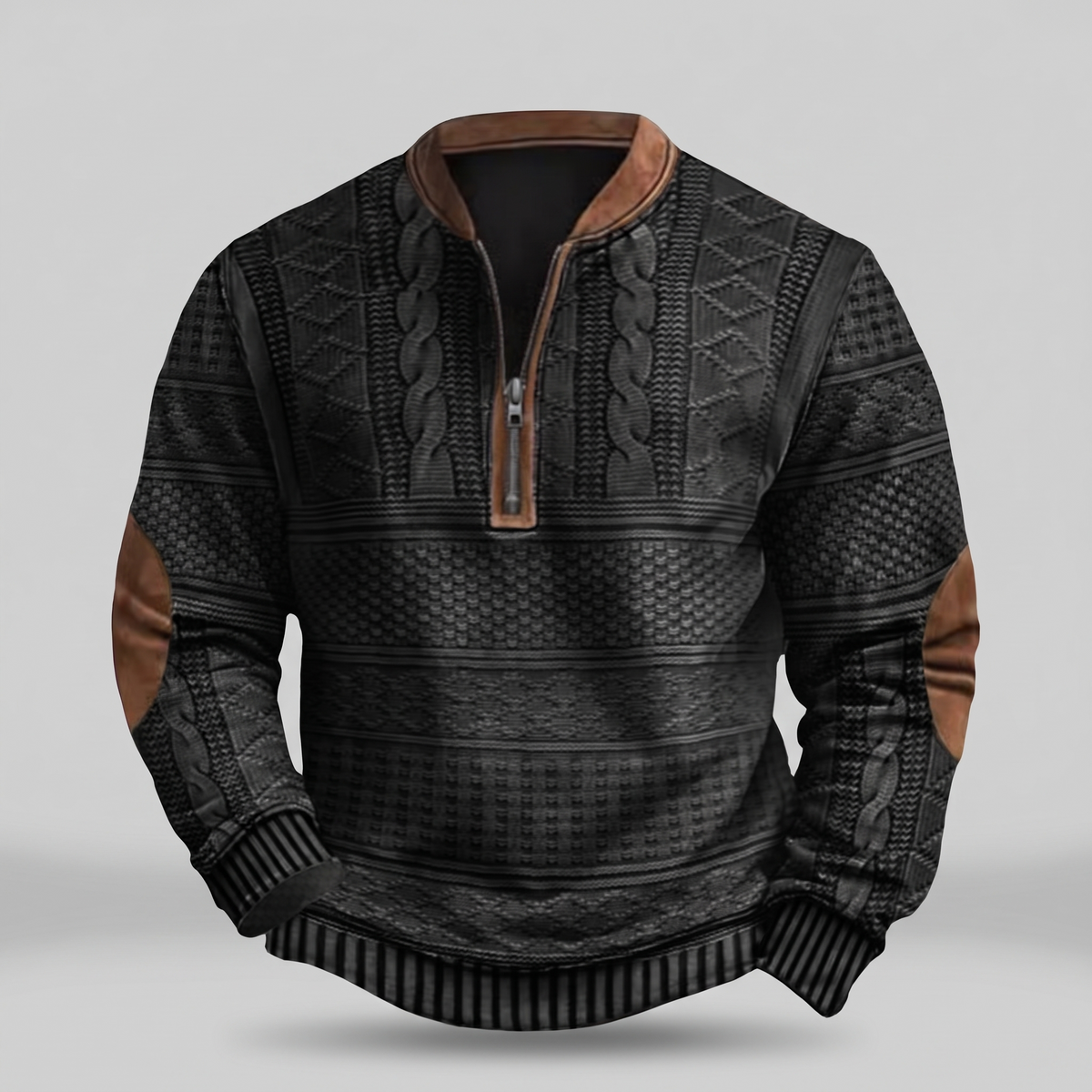 Łukasz™ Retro Sweter z Zamkiem
