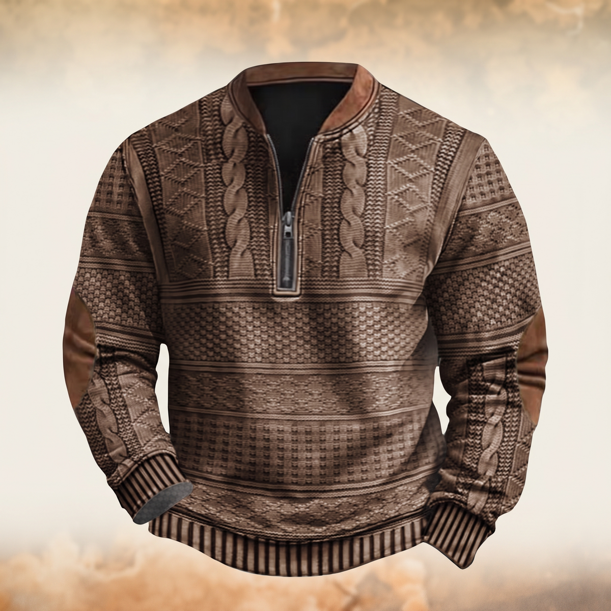 Łukasz™ Retro Sweter z Zamkiem