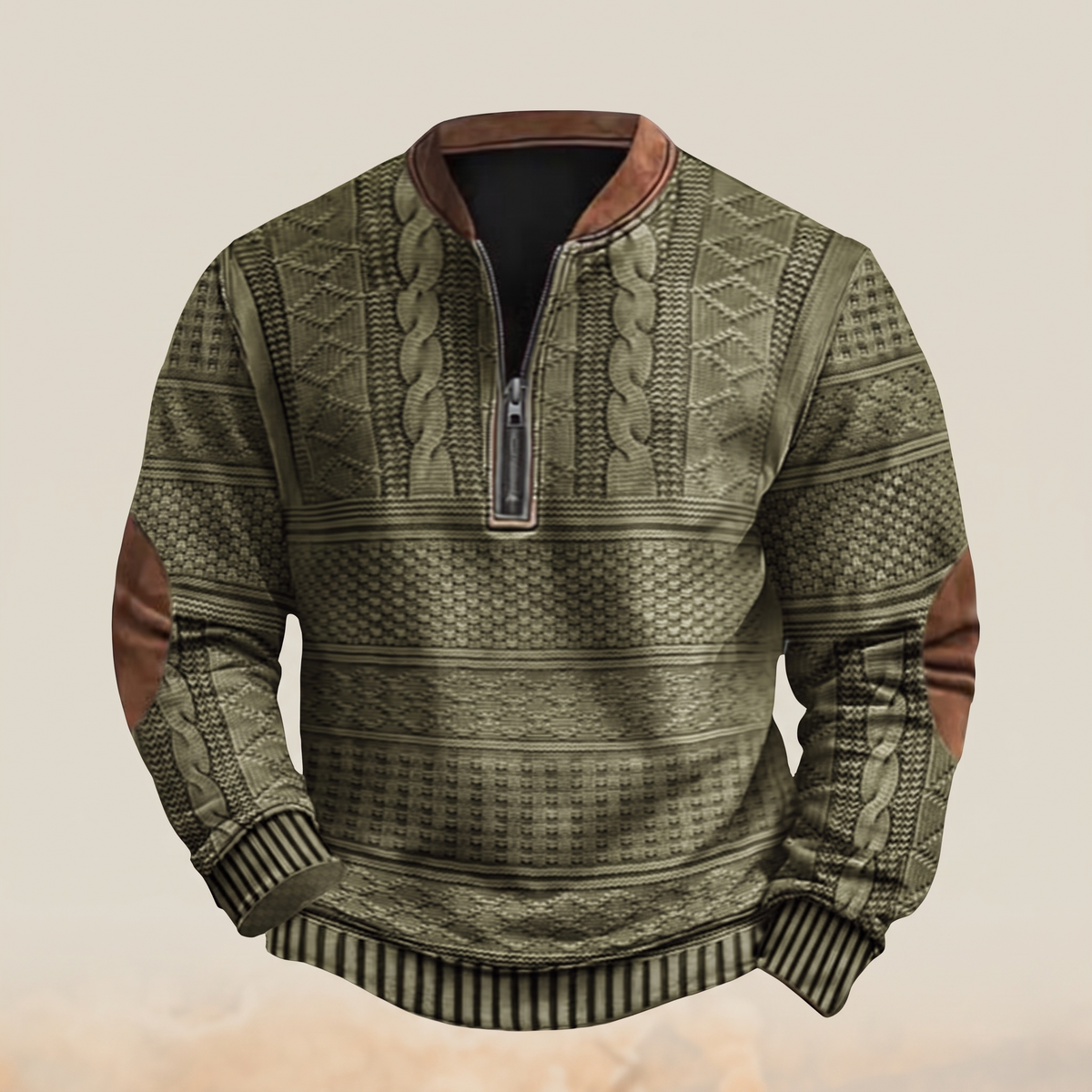 Łukasz™ Retro Sweter z Zamkiem