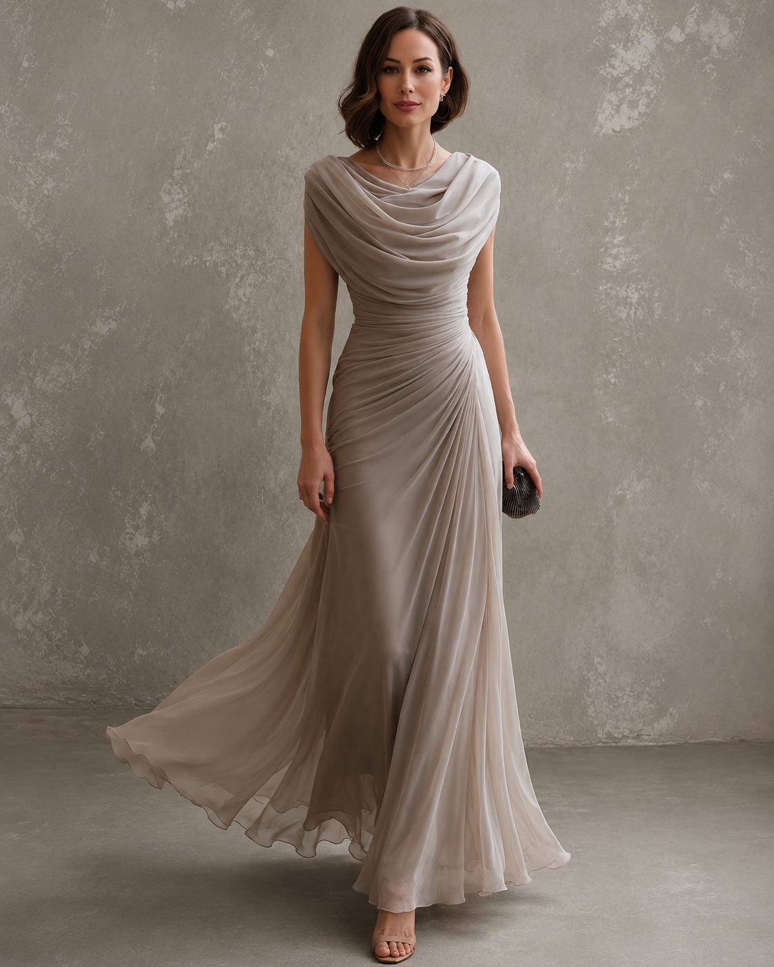 JOLANTA | Sukienka maxi z drapowaniem