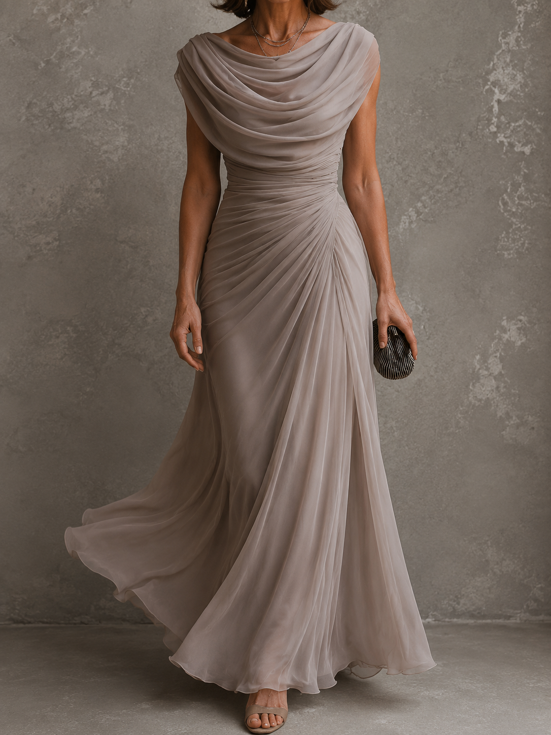 JOLANTA | Sukienka maxi z drapowaniem