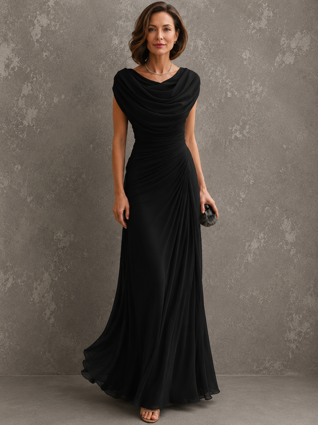 JOLANTA | Sukienka maxi z drapowaniem