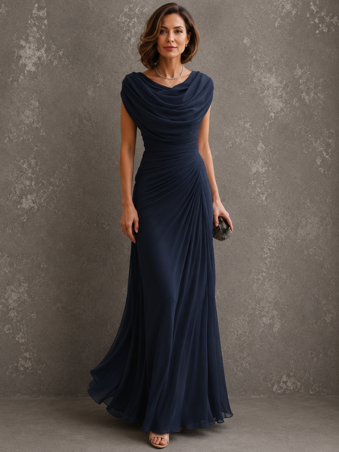 JOLANTA | Sukienka maxi z drapowaniem