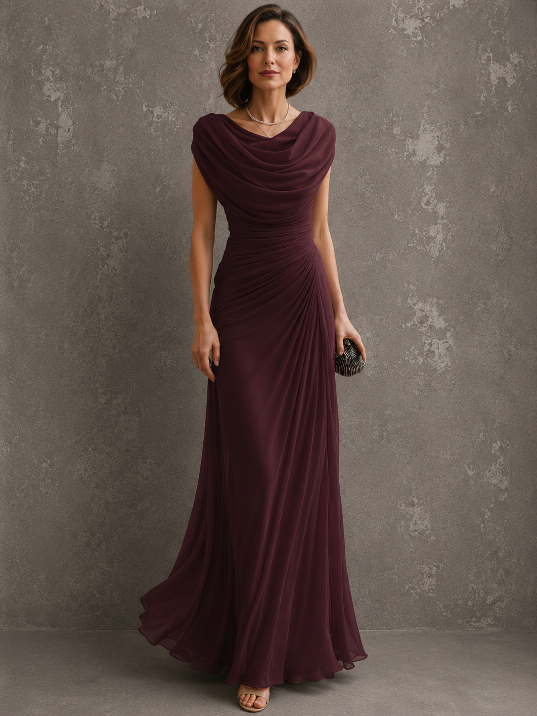 JOLANTA | Sukienka maxi z drapowaniem
