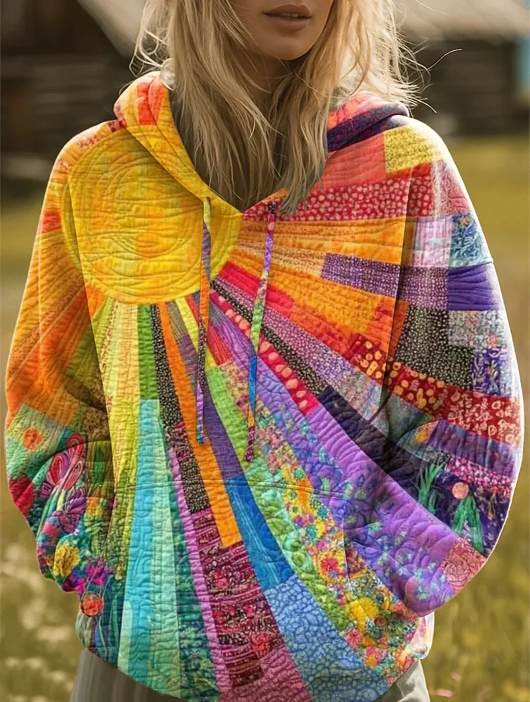 Dorota™ | Boho Multikolorowy Hoodie Patchwork