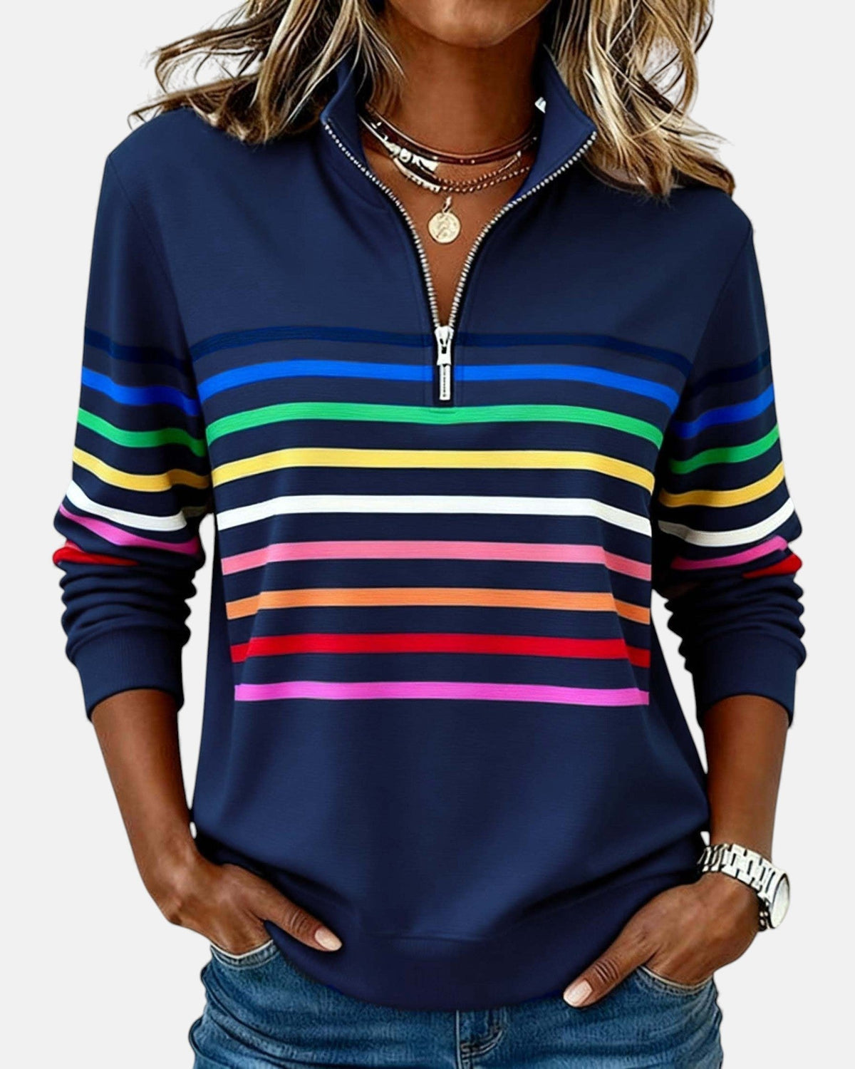 Barbara™ | Bluza z ćwierć zamkiem